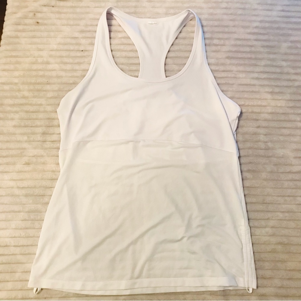 Fabletics White Cashel Curved Cinch Tank Racerback Loose Fit Tank Top Size xxl - Picture 5 of 6